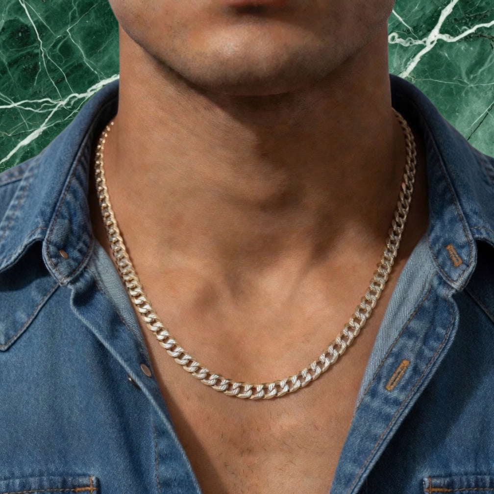 flat cubano mens necklace