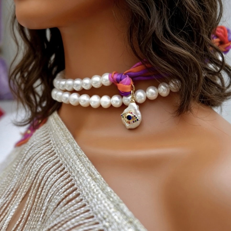 exotic pearl rainbow necklace