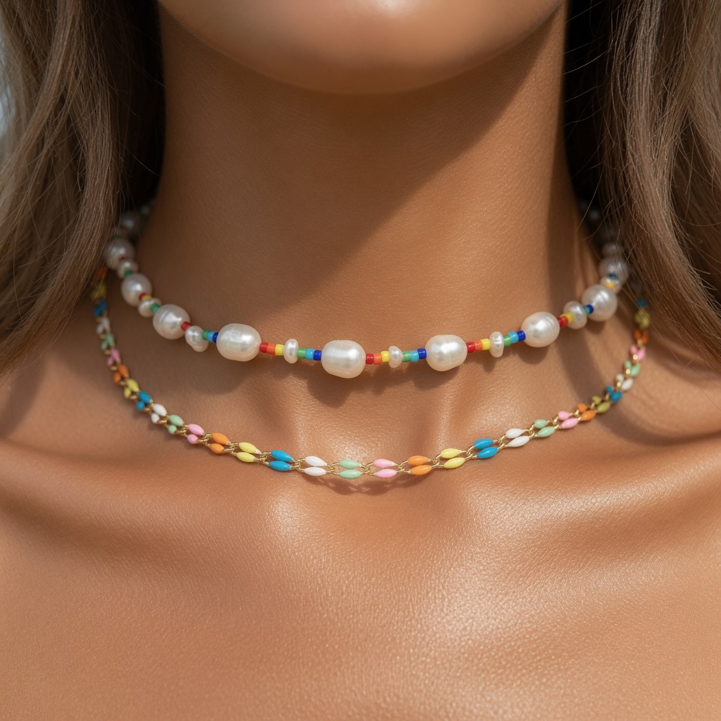 dainty rainbow enamel necklace