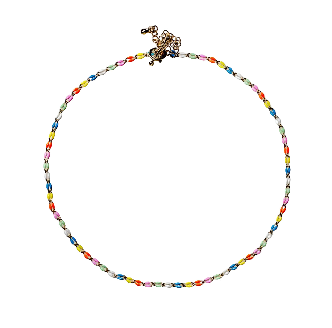 dainty rainbow enamel necklace