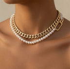 chain and pearls choker necklace
