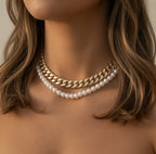 chain and pearls choker necklace