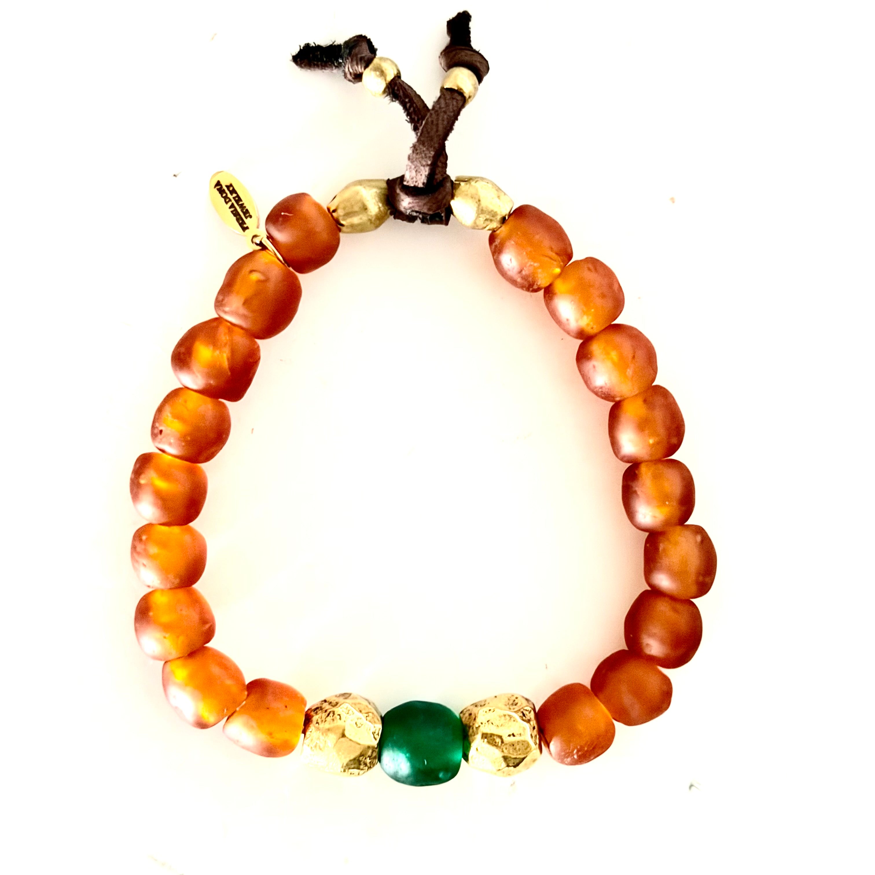 amber x green glass bracelet