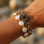 pearl and vintage chain bracelet