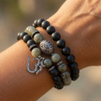 hematite pave diamond om bracelet