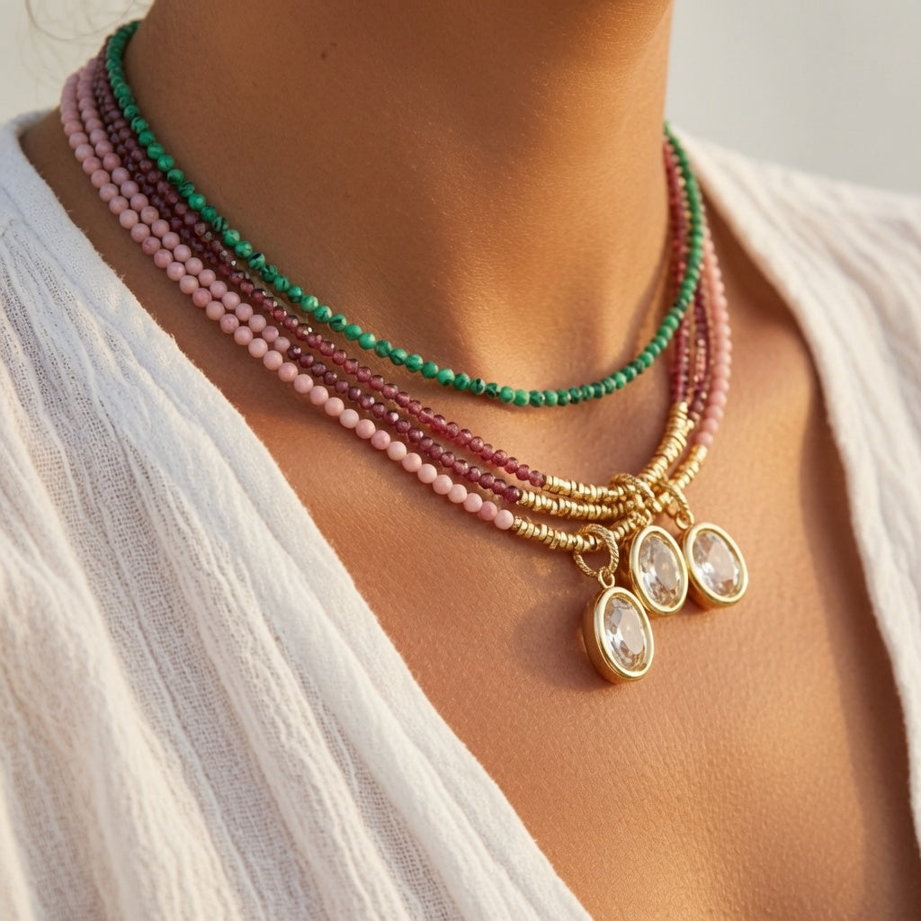 gemstones x oval crystal necklace