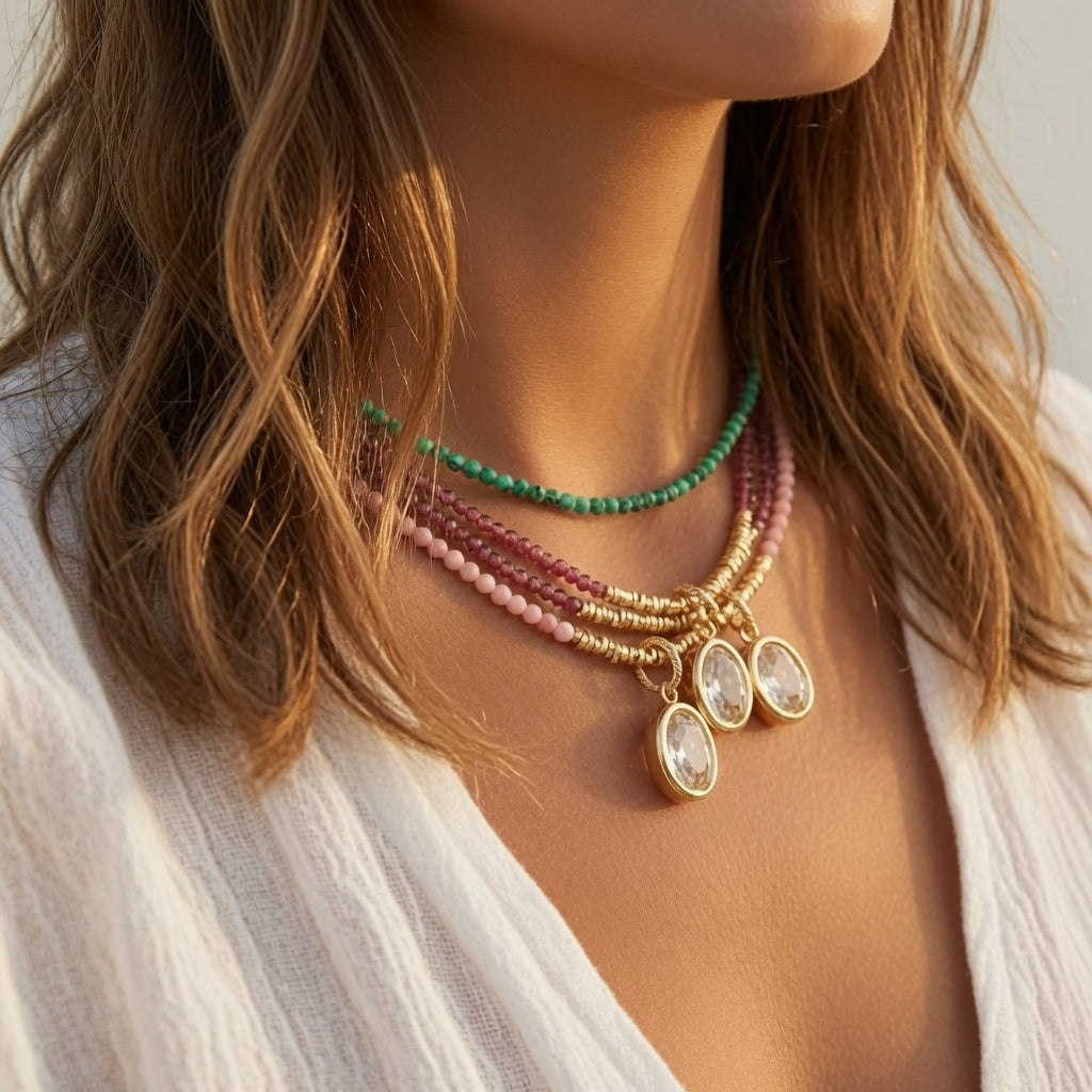 gemstones x oval crystal necklace