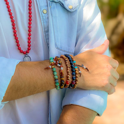 green agate dessert mens bracelet