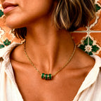 three emerald rings x link chain necklace