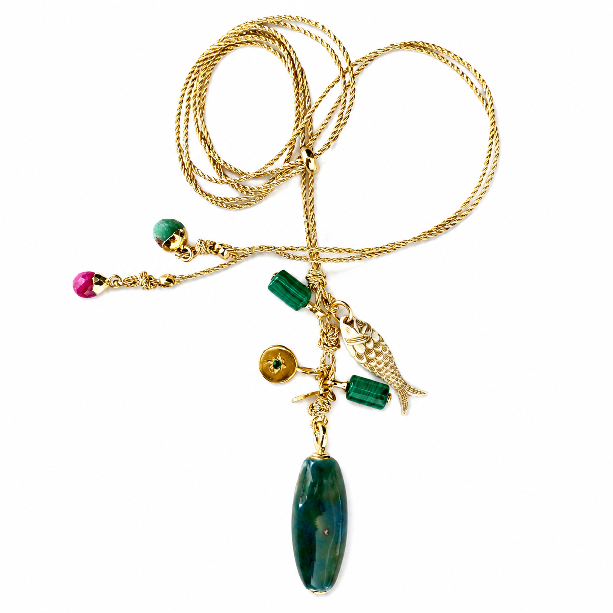 fish n gems x gold cord necklace