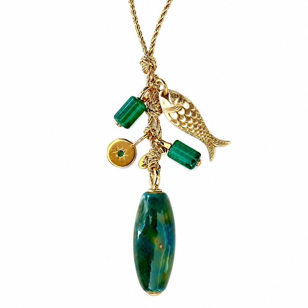 fish n gems x gold cord necklace