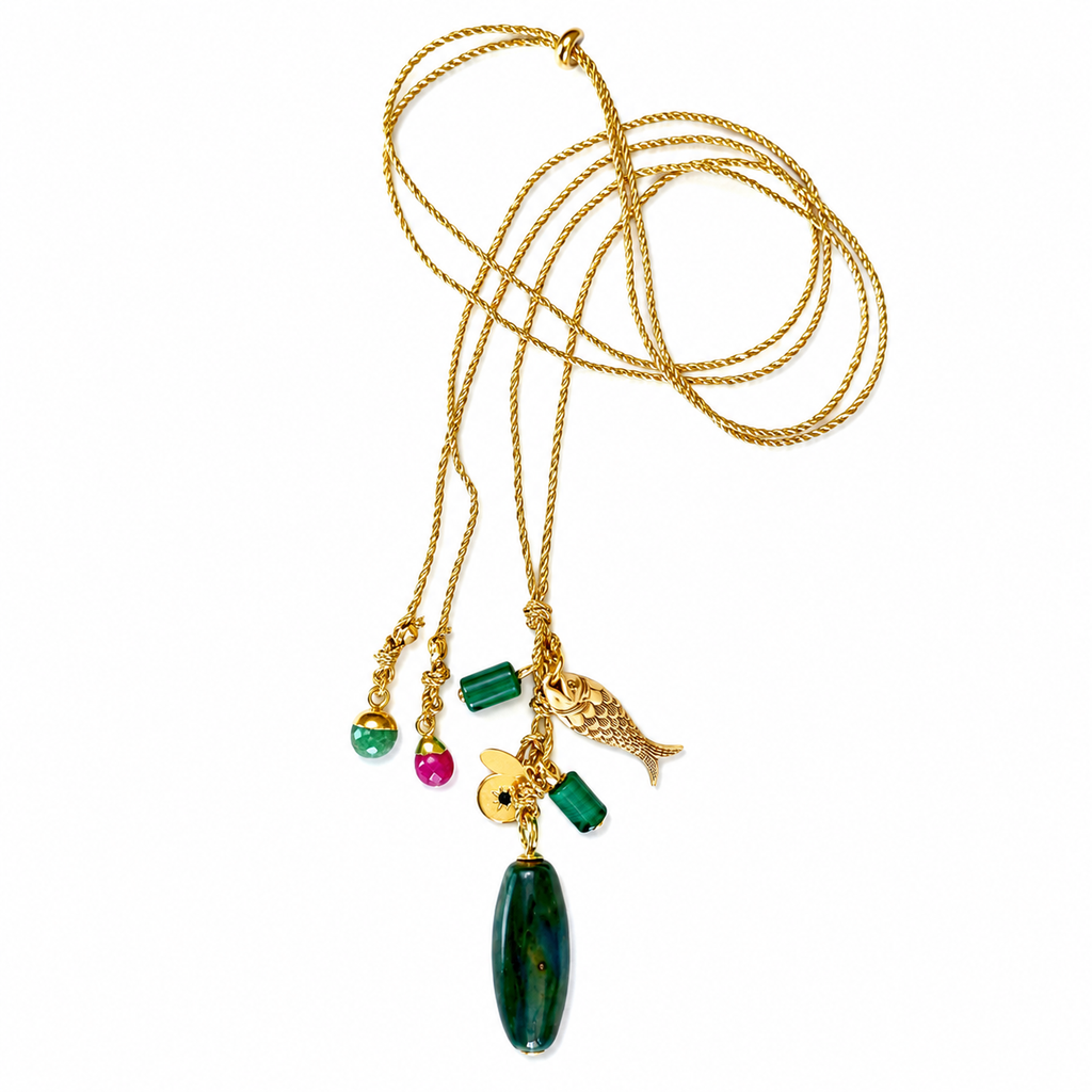 fish n gems x gold cord necklace