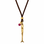 skinny fish x leather cord necklace