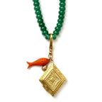 vintage fish x vintage locket jade necklace