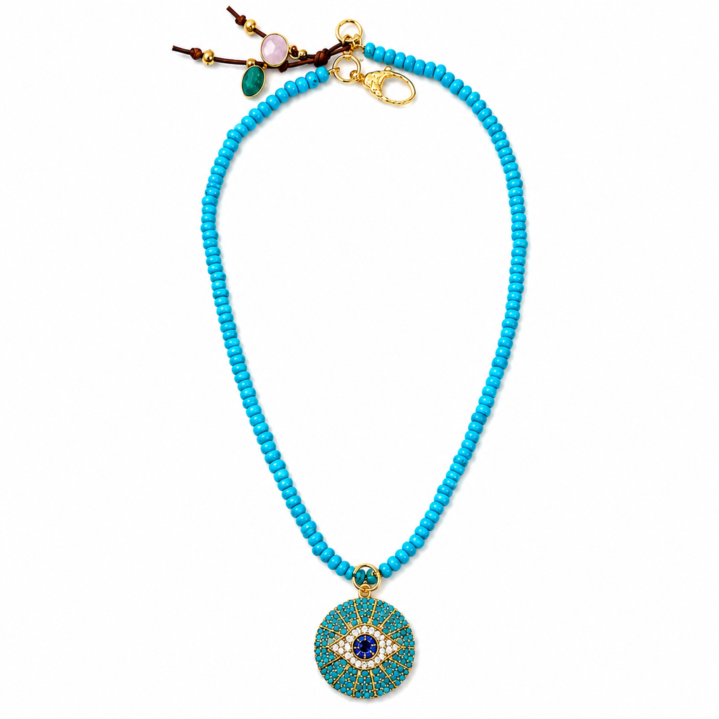 turquoise x evil eye necklace