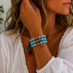 turquoise hand painted x tassel bracelet