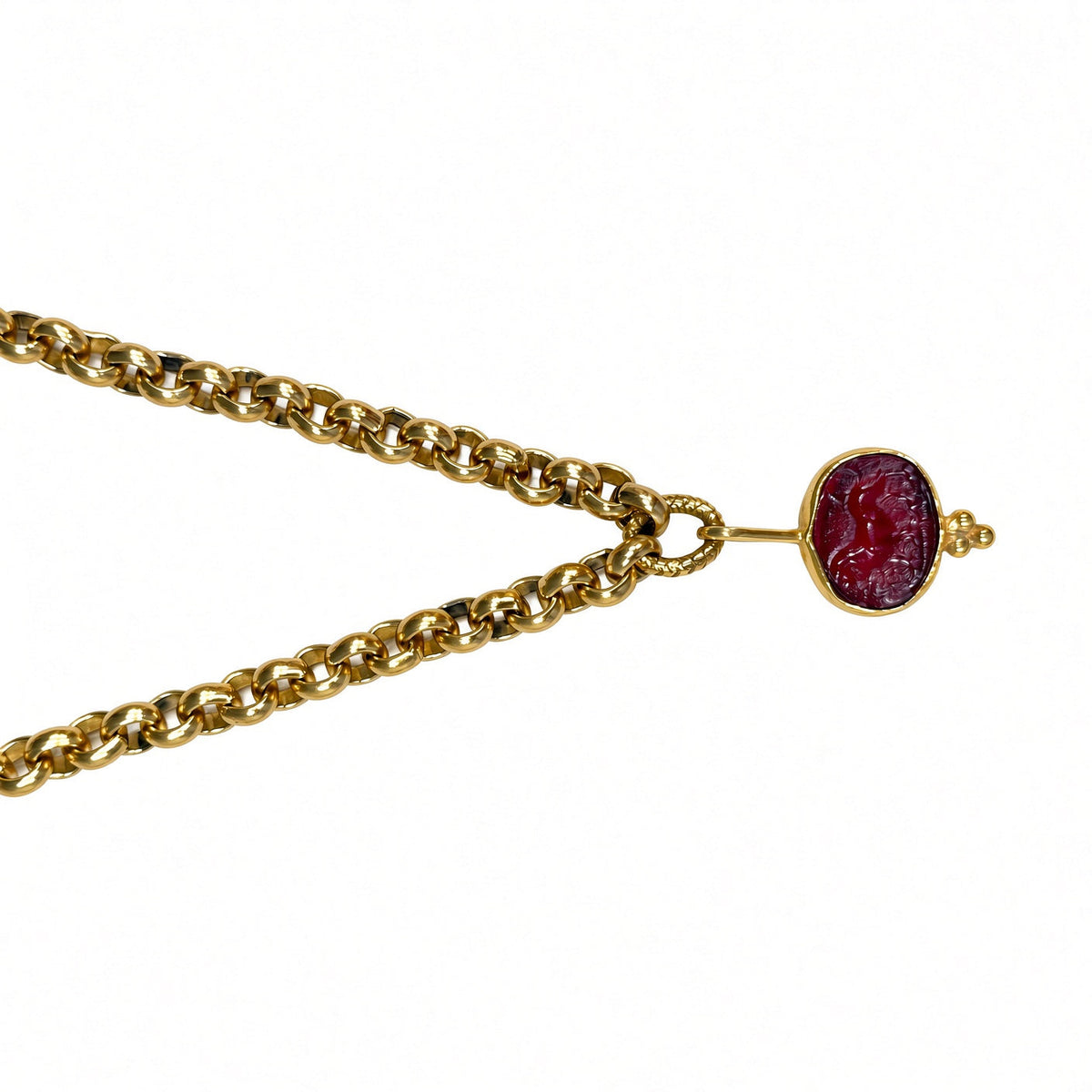 garnet lion intaglio necklace