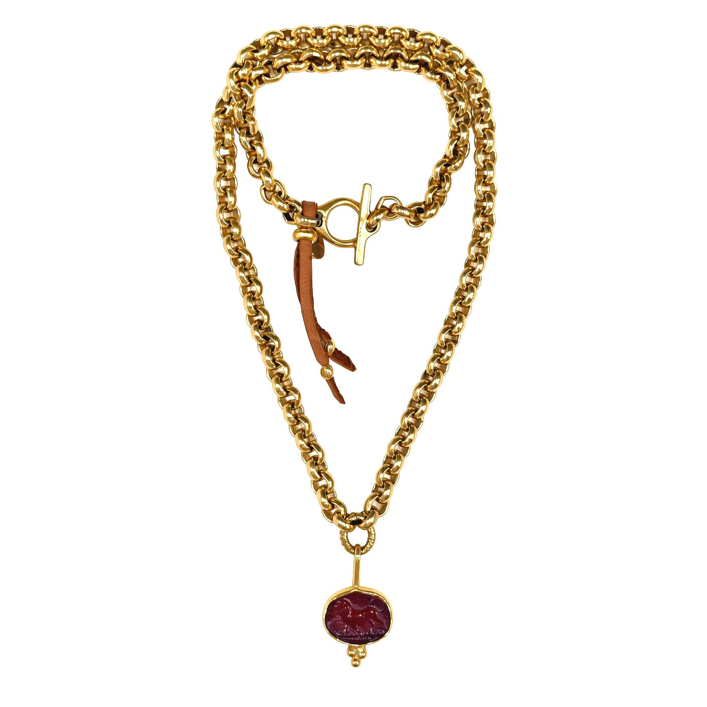 garnet lion intaglio necklace