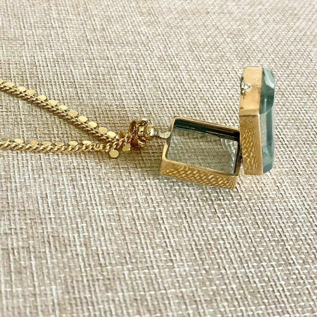 vintage square locket necklace