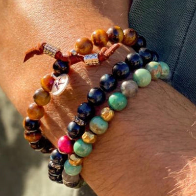 green agate dessert mens bracelet
