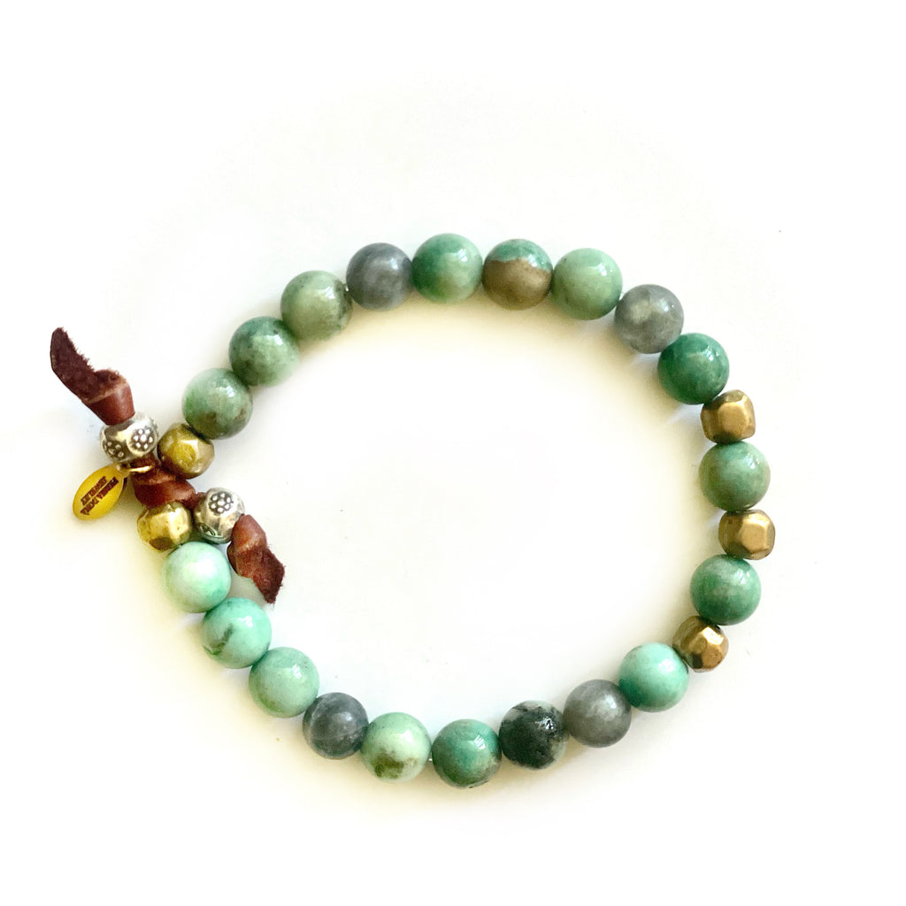 green agate dessert mens bracelet