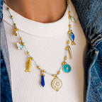 my aqua blue charm necklace