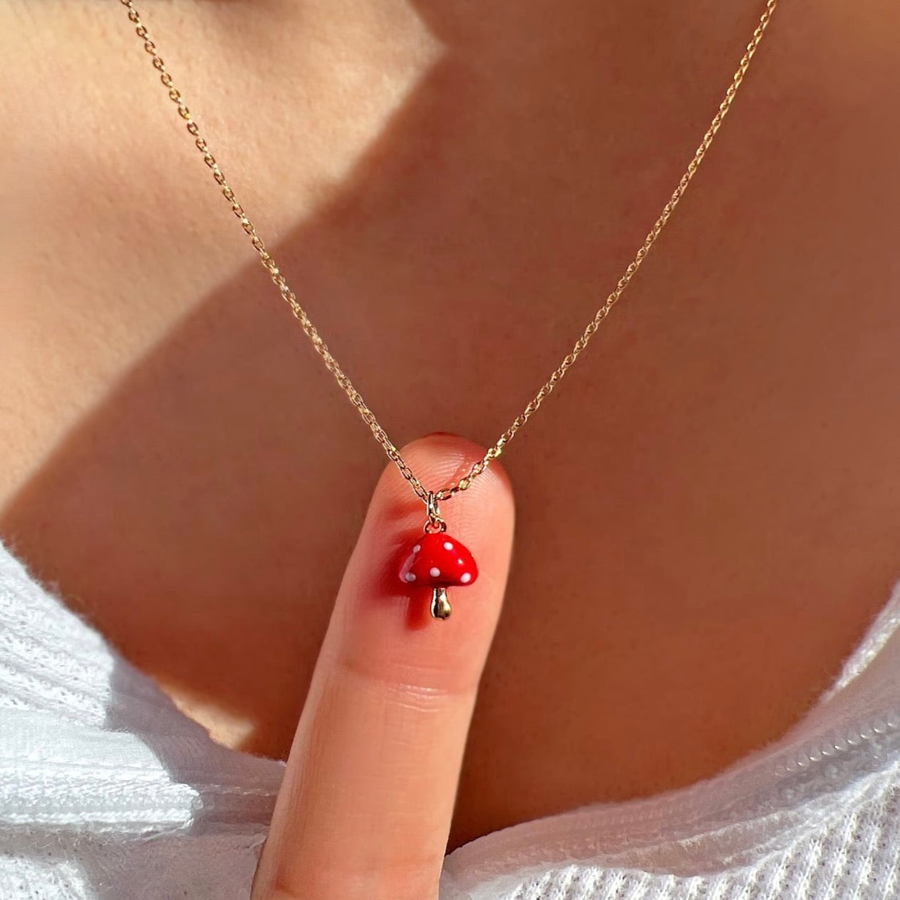 my miniature mushroom necklace