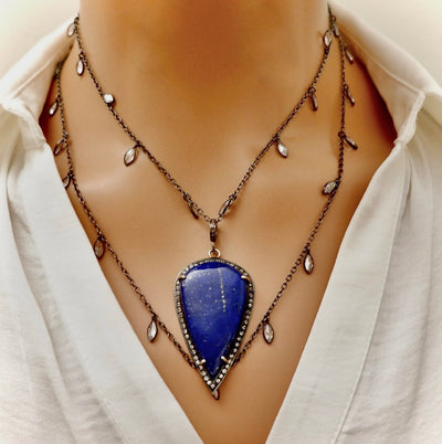 vintage lapis sphere necklace