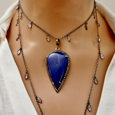 vintage lapis sphere necklace