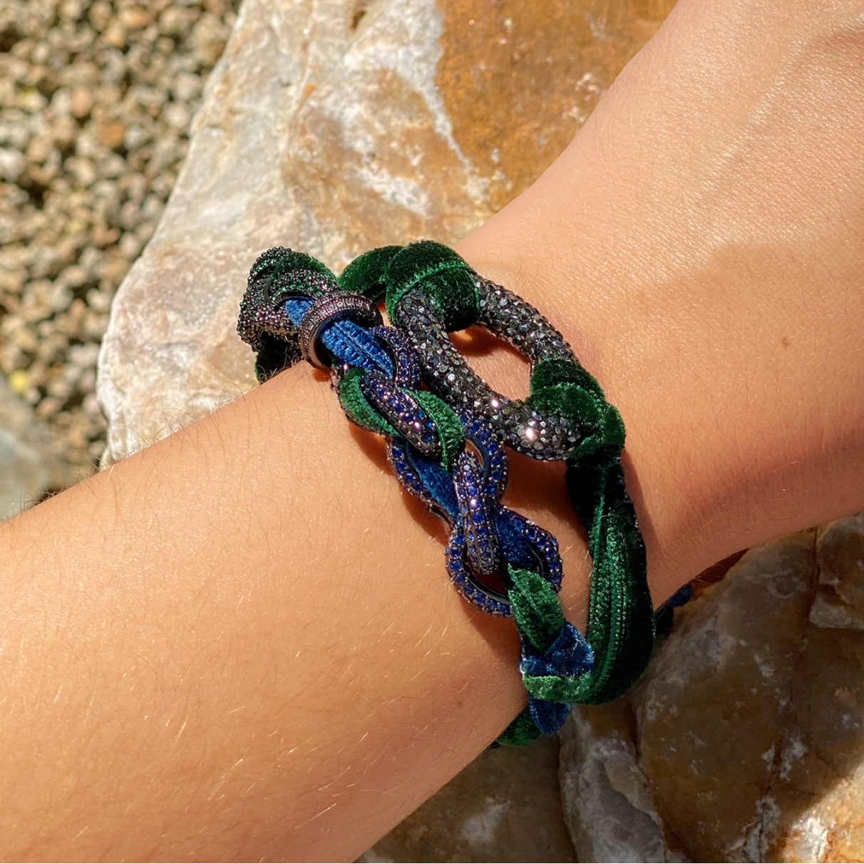 midnight emerald velvet bracelet
