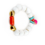 white pebbles and coral bracelet
