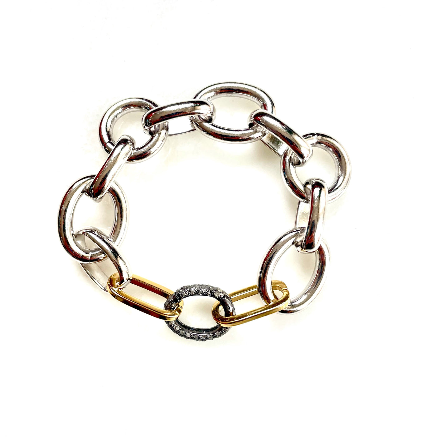 chunky two tone pave bracelet