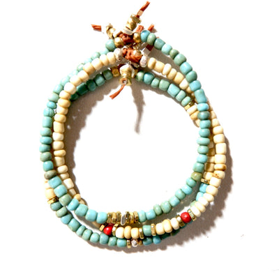 small vintage off white beads mens bracelet