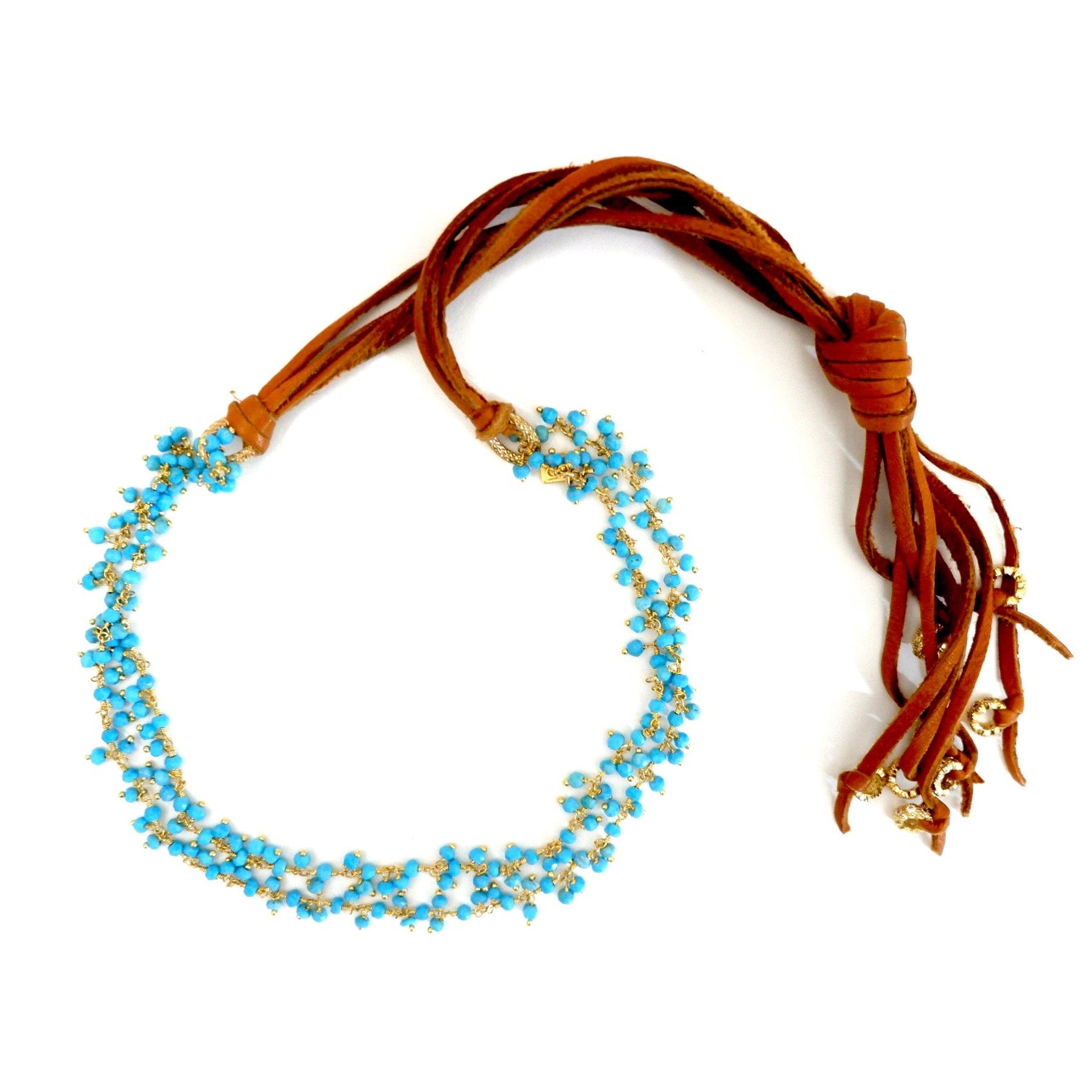 turquoise cluster choker necklace