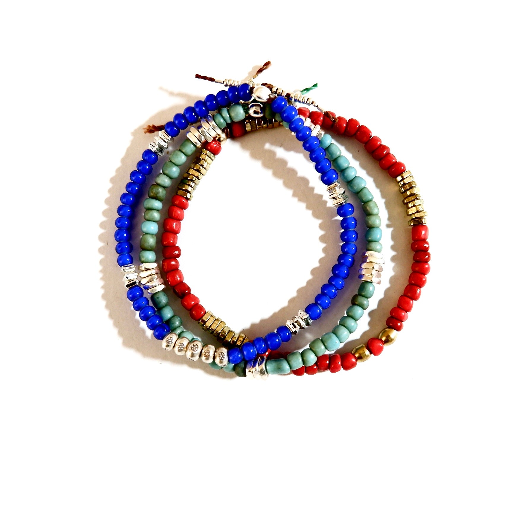 small vintage red beads mens bracelet