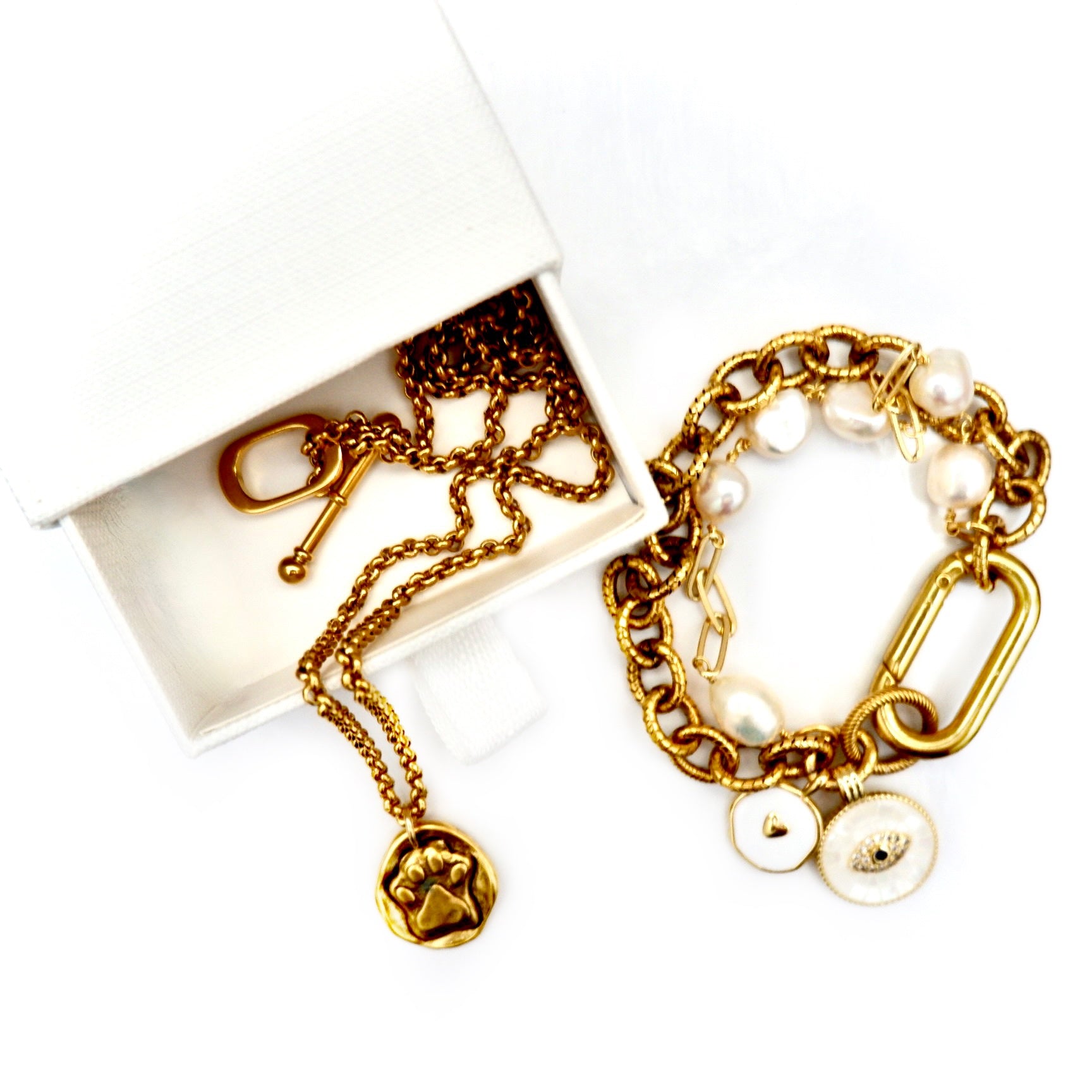 vintage pearl chain bracelet