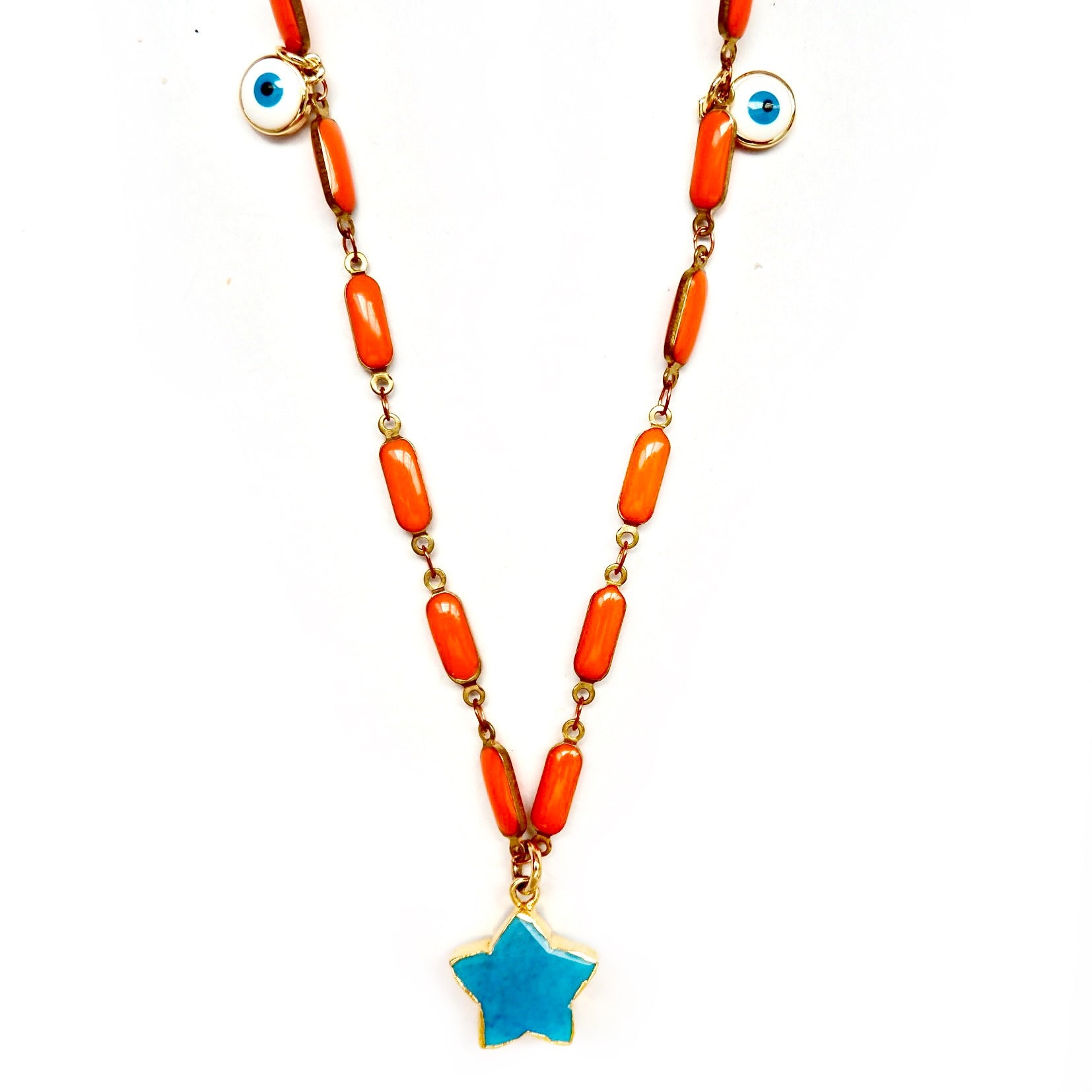 my vintage orange happy necklace