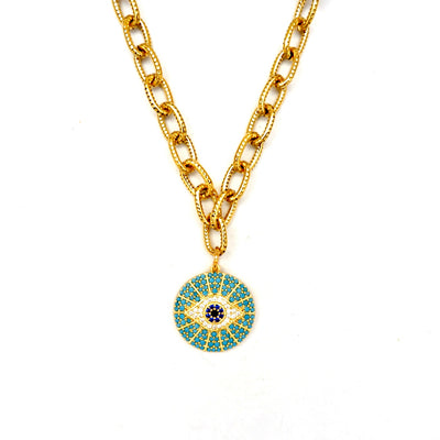 my giant turquoise evil eye necklace