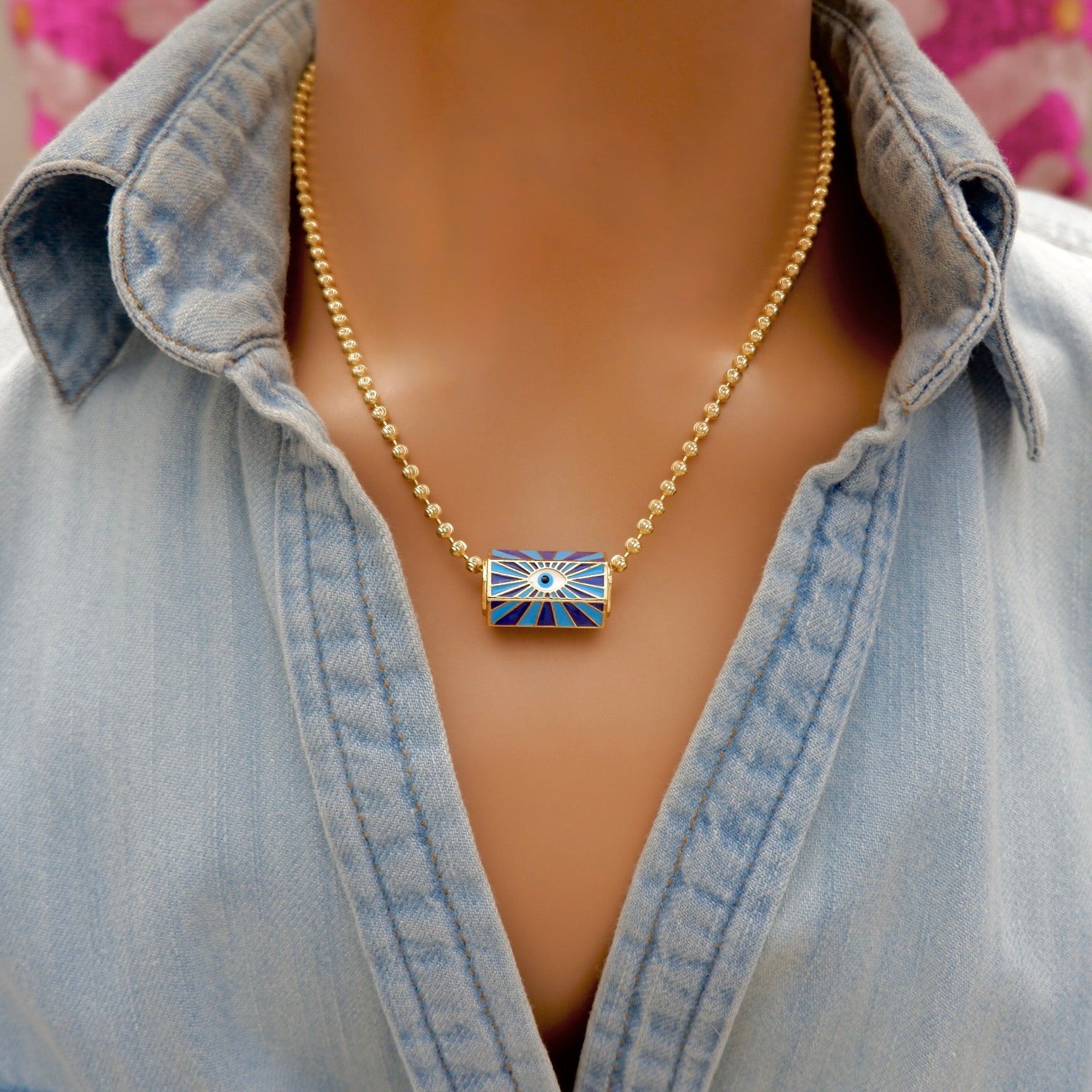 my floating protective eye necklace
