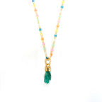 happy malachite hand necklace