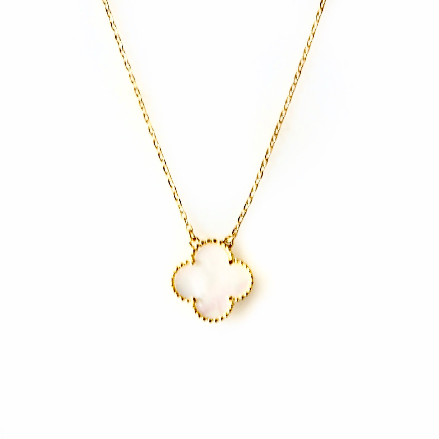 mother of pearl clover necklace