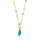 happy malachite hand necklace