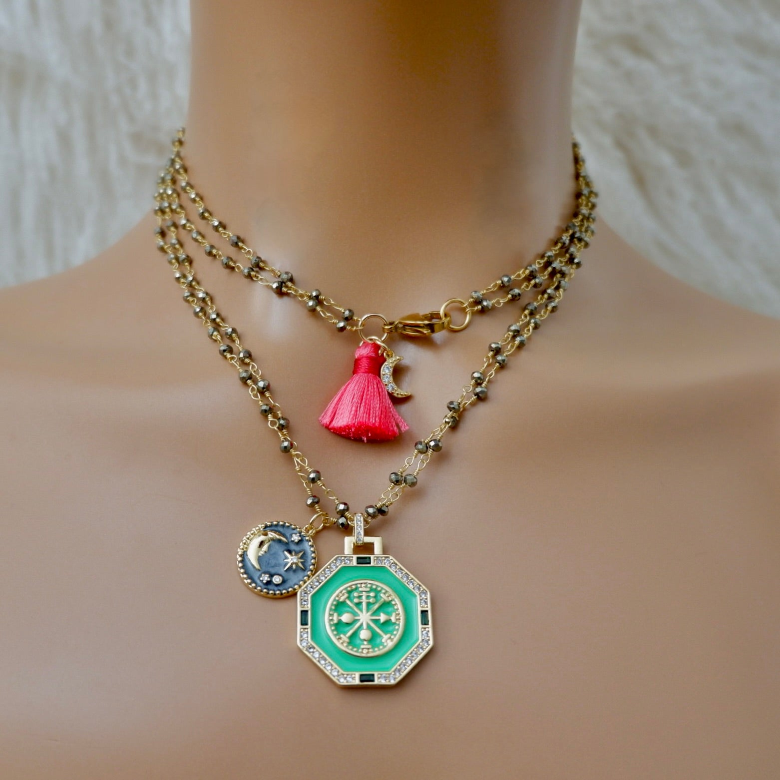 my green octagon necklace