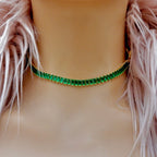 crystal and chain toggle choker