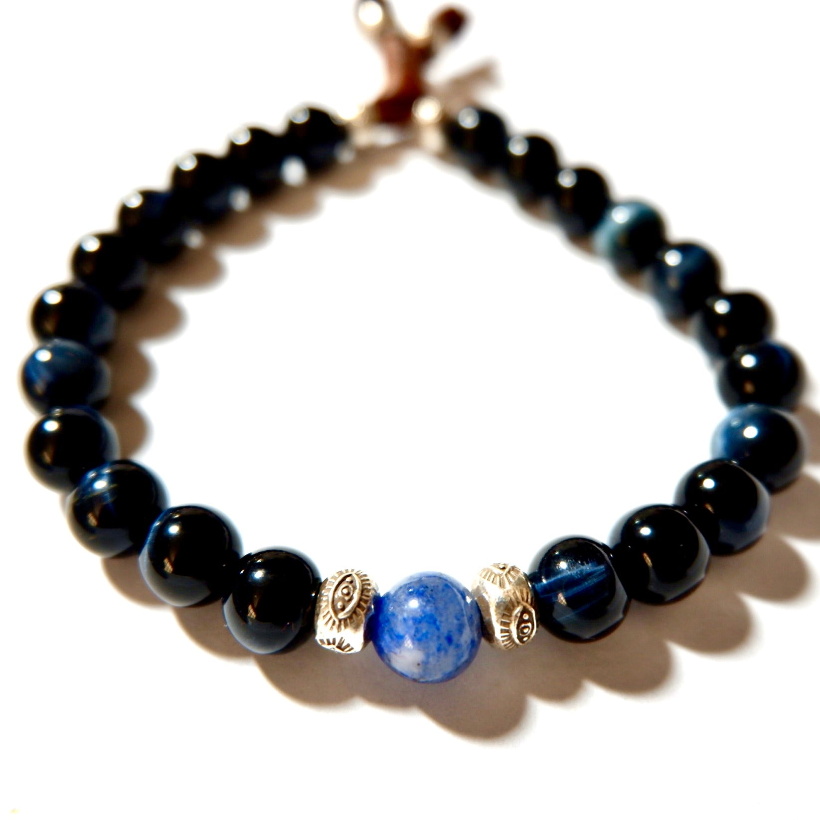 blue tigers eye magic mens bracelet