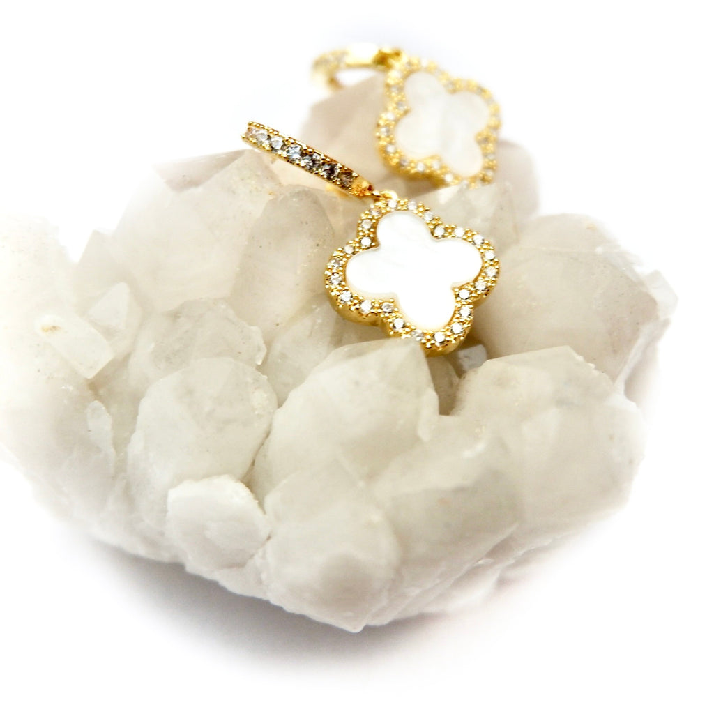 my dangling bling clover earrings