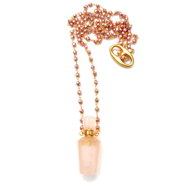 rose quartz perfume bottle necklace