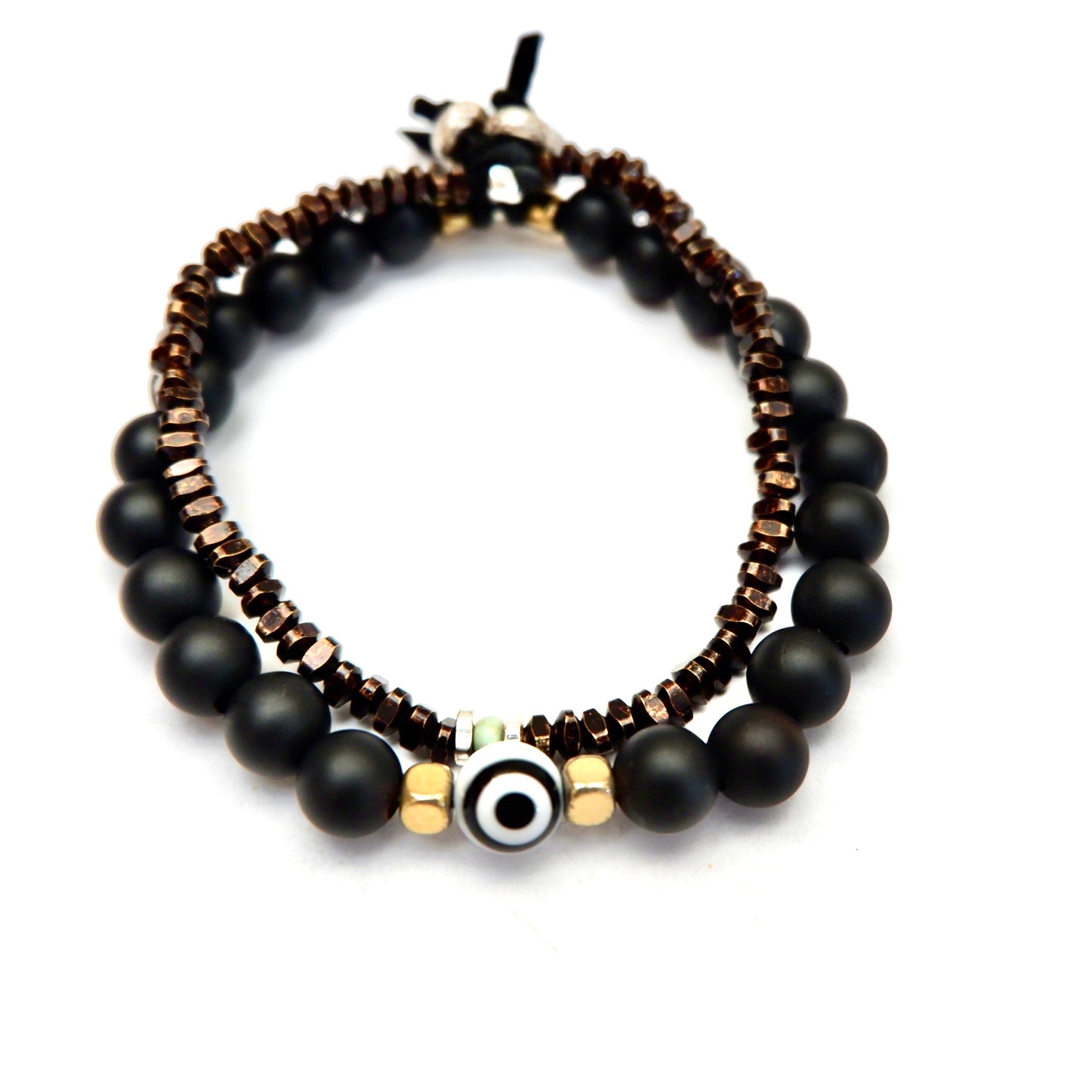 evil eye black onyx mens bracelet