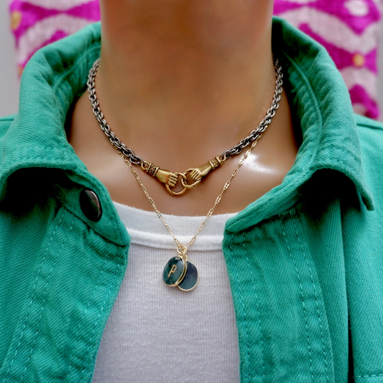 my hand in hand silver choker necklace