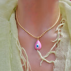 my sweet pink evil eye necklace